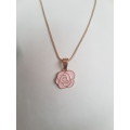Rose gold tone fashion snake chain necklace with pink flower/rose pendant