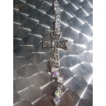 Unique suncatcher with crystal glass beads, stunning cross centre & crystal pendant Hang it in a win