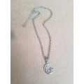 Silver tone fashion necklace with moon & star pendant Shorter length necklace with extender chain