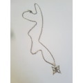 Silver tone fashion necklace with butterfly pendant