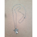 Silver tone fashion necklace with cute angel pendant