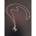 Silver tone fashion necklace with cute horse pendant