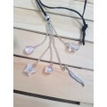 Long length black suede cord necklace with gorgeous & unique boho pendant The pendant has chains, va