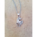 Silver tone fashion necklace with pretty unicorn pendant