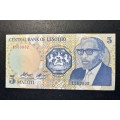 Lesotho 5 Maloti note 1989