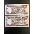 Swaziland 2 x 20 Emalangeni notes.