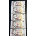 Mauritius 1999 5 rupees x 5