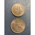 1954 1 penny x 2