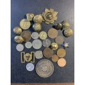 Mixed lot buttons, medallions and coins