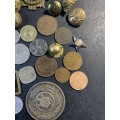 Mixed lot buttons, medallions and coins