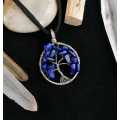 Lapis Lazuli Tree Of Life In Sterling Silver Pendant Necklace