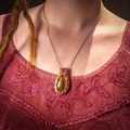 Tiger Eye & Red Garnet Wrapped In Copper Pendant Necklace