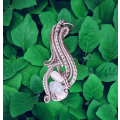 Rolling Drop Pendant, Silver Coloured Copper, Moonstone & Aquamarine Chips Necklace