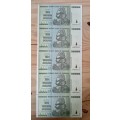 Set of 5 x 10 Trillion Zimbabwe Dollar Notes AA Series UNC