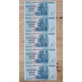 Set of 5 x 100 Trillion Zimbabwe Dollar Notes AA Series UNC