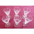 Set of six Stuart crystal liquor glasses