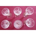 Set of six Stuart crystal liquor glasses