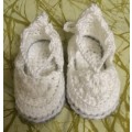 Crocheted Baby Espadrille Shoes & Headband (Ideal for Christening)