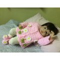 Crocheted Baby Girl Jacket & Shoes Set - Pink  - Daisies Applique (0-3+ Months)