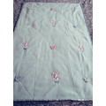 Double Layer Embroidered Fleece Baby Blanket - Aqua Bunnies & 3D Bows.