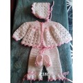 CROCHET BABY JACKET, PANTS, BONNET AND BOOTIES- NEWBORN TO 2 MONTHS - LOVELY FOR A 50CM REBORN DOLL