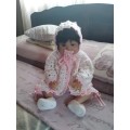 CROCHET BABY JACKET, PANTS, BONNET AND BOOTIES- NEWBORN TO 2 MONTHS - LOVELY FOR A 50CM REBORN DOLL