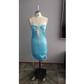 Ladies Party Dress, Blue, Stretch, Size 32-34