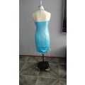 Ladies Party Dress, Blue, Stretch, Size 32-34