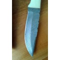 DAMASCUS Hand made knife, a must for any knife collector,  Leather Sheath Incl. CAME bone handle.