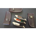 DAMASCUS Hand Made Foldable Laguiole style knives, BID PER KNIFE, 3 Available, Leather incl