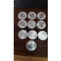Pure Silver 1 Oz Canadian Maple Leaf Bullion coin. 10 Available, BID PER COIN.