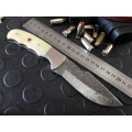 Handmade DAMASCUS Steel Knife, Camel Bone handle scales. Crazy R1 start, No reserve.
