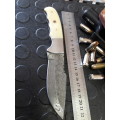 Handmade DAMASCUS Steel Knife, Camel Bone handle scales. Crazy R1 start, No reserve.