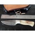 Handmade DAMASCUS Steel Knife, Camel Bone handle. Crazy R1 start, No reserve.