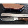 Handmade DAMASCUS Steel Knife, WOODEN handle scales. Crazy R1 start, No reserve.