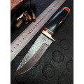 Handmade DAMASCUS steel Knife with Bull horn handle. R1 start, No reserve auction.