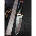 Handmade DAMASCUS steel Knife with Bull horn handle. R1 start, No reserve auction.