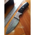 Handmade DAMASCUS Steel Knife with Bull horn handle scales. Crazy R1 start, No reserve.