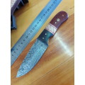 Handmade DAMASCUS Steel Knife, Micarta and wooden handle scales. Crazy R1 start, No reserve.