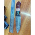 Handmade DAMASCUS Steel Knife, Micarta and wooden handle scales. Crazy R1 start, No reserve.