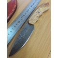 Handmade DAMASCUS Steel Knife, Wooden handle Scales. Crazy R1 start, No reserve.