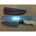 Handmade DAMASCUS Steel Knife, Bull horn and Camel Bone handle scales. NEW DESIGN !!!!