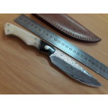 Handmade DAMASCUS Steel Knife, Bull horn and Camel Bone handle scales. NEW DESIGN !!!!!