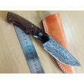 Handmade DAMASCUS Steel Knife, Bull Horn and Wooden handle. BRAND NEW DESIGN !