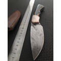 Handmade DAMASCUS Steel Hunting Knife, Bull horn and Camel Bone handle scales. NEW DESIGN !!!!!