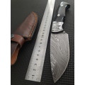 Handmade DAMASCUS Steel Hunting Knife, Bull horn handle scales. NEW DESIGN !!!!!
