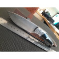 Handmade DAMASCUS Steel Hunting Knife, Bull horn handle scales. NEW DESIGN !!!!!