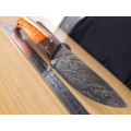 Handmade DAMASCUS Steel Hunting Knife with Wooden handle scales. FULL TANG !!!!!!!