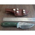 Handmade DAMASCUS Steel Hunting Knife, Micarta handle scales.  FULL TANG !!!!!