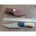 Handmade DAMASCUS Steel Hunting Knife with Wooden handle scales.FULL TANG !!!!!!